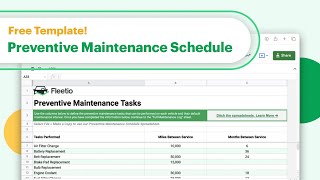 Creating a Preventive Maintenance Schedule Spreadsheet w Free Template  Fleet Management Tools [upl. by Akiret647]