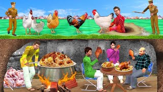 Underground Thief Chicken Curry Cooking Chicken Biryani Fry Street Food Hindi Kahaniya Moral Stories [upl. by Metsky]