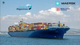 Salida del buque portacontenedores MAERSK PUELO del puerto de Algeciras [upl. by Ivek]