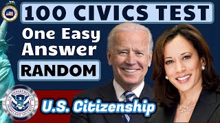 2024 US Citizenship Official USCIS Civics Test Practice Quiz One Easy Answer Random Order [upl. by Witty]