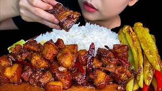 SPICY FOODSpicy Braised Pork Belly Fried Chili amp White Rice  MUKBANG SOUNDS [upl. by Joselyn]