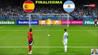 SPAIN Vs ARGENTINA  Penalty Shootout  FINALISSIMA 2024  Messi vs Yamal  PES Gameplay [upl. by Johiah]