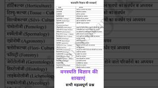 वनस्पति विज्ञान की शाखाएं  vanaspati vigyaan ki sakhaye [upl. by Evelinn837]