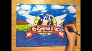 Speed Drawing Sonic The Hedgehog Title Screen [upl. by Yarised807]