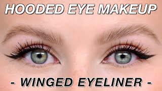 Hooded Eye Makeup Technique  Winged Eyeliner [upl. by Ydnys]