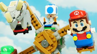 LEGO Super Mario stopmotion anime「Reznor Knockdown」part2「めざせ てっぺん！ ブイブイ の リフト チャレンジ 」後編 [upl. by Corrianne]