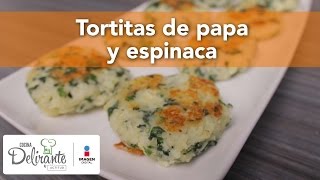 Tortitas de papa y espinaca  Cocina Delirante [upl. by Gerge]