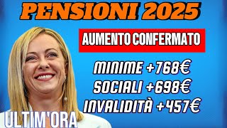 Incrementi 2025 Scopri subito gli importi netti per pensioni basse minime e di invalidità ultimor [upl. by Eibor]