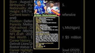 Aidan Hutchinson Aidan Hutchinson bio shorts football nfl [upl. by Toinette]