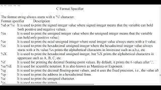 C Format Specifier [upl. by Esdnil]