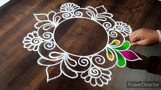 Beautiful Rangoli Design 🌷 Flower Rangoli Design 🌷 Diwali Rangoli 🌷 Muggulu Design 🌷saptrangi [upl. by Dlanar]