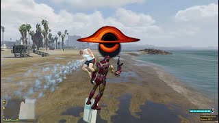 GTA V 5 SUPERHERO IRONMAN Releases SUPER BLACK HOLE In Drawing Putput [upl. by Limaj]