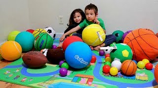 Learn Colors with Sport Balls  Toddler Play and Learn Activity Sorting Balls in Colored Bags [upl. by Gentilis278]