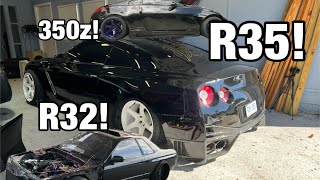 Drift R35 axle clean up drift 350z suspension fix and R32 action [upl. by Odlanra]