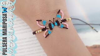 DIY COMO HACER PULSERA CON MARIPOSA EN MACRAMÉ  PULSERA MARIPOSA DE HILO EN MACRAMÉ [upl. by Alcot]