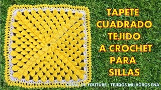 Tapete Cuadrado o cojin cuadrado Tejido a Crochet para sillas y muebles [upl. by Avram473]