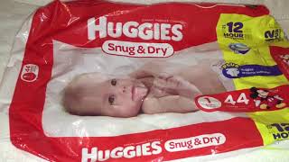 Huggies Snug amp Dry Size 1 44 Count Baby Diapers Video Review [upl. by Maure]