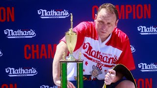 Why was reigning champ Joey Chestnut barred from competing in this years 4 hot dog eating contest [upl. by Maro]