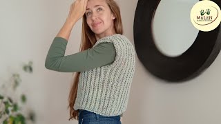 Chaleco Motitas🧶Dos agujas derecho y en 1 pieza Todos los talles Punto inglés con lazada tricot [upl. by Tadio13]