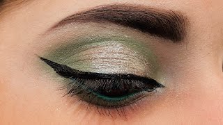 Golden Green Eye Makeup Tutorial for Brown Eyes  Olive Green Smokey Eyeshadow Tutorial  green eyes [upl. by Uuge]