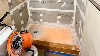 Kerdi shower pan install with go board [upl. by Candy]