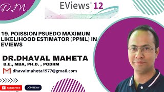 19 Poisson Pseudo Maximum Likelihood PPML Estimator using Eviews  Dr Dhaval Maheta [upl. by Dnomra]