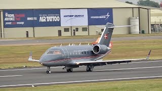 Bombardier Challenger 604 Royal Danish Air Force arrival at RIAT 2017 AirShow [upl. by Annekcm395]