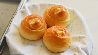 Custard Cream Filled Rose Rolls  Custard Rolls  Custard Bread Rolls  Custard Dinner Rolls [upl. by Ecire92]