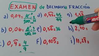 Examen pasaje de decimales periódicos a Fracciones APRENDE TODO [upl. by Durwin]