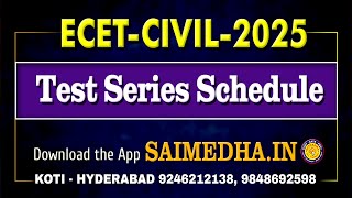 ECET DCE  2025 Test Series Schedule  Saimedha koti  hyd [upl. by Idok488]