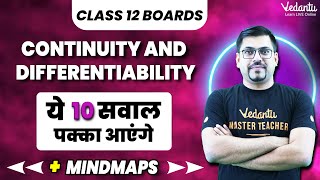 Continuity and Differentiability Class 12 Maths  10 Most Important Questions  Board Exam 2024 [upl. by Marcella]