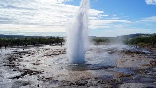 The Geysirs of the Haukadalur Geothermal Area Geysir Strokkur  IslandIceland [upl. by Rebmat]