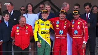 F1 Monaco GP 2024  Podium Anthems and Champagne Celebration [upl. by Nahsad]