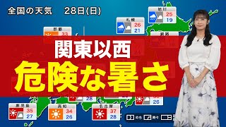 お天気キャスター解説 あす 7月28日日の天気 [upl. by Enitnatsnoc]