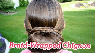 BraidWrapped Chignon  Updos  Cute Girls Hairstyles [upl. by Ailsa]