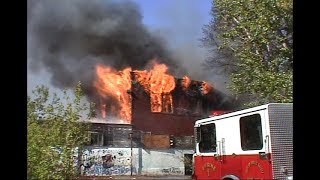 Vacant commercial building burns in Woonsocket RI 2005 [upl. by Asilef]