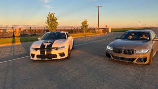 2022 BMW M550 vs 2021 WideBody Charger Scat Pack… [upl. by Stavro]