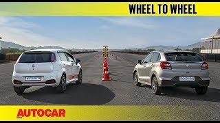 DRAG RACE Fiat Abarth Punto vs Maruti Baleno RS  Popular Turbo Hatches  Autocar India [upl. by Aicenaj679]