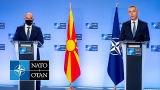 NATO Secretary General with the Prime Minister of North Macedonia 🇲🇰 Dimitar Kovačevski 03 FEB 2022 [upl. by Ynafetse]