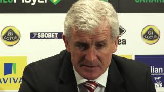 Norwich City 11 Stoke City Mark Hughes On Penalty and Red Card Incidents [upl. by Hnilym]