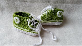 Babyschuhe häkeln – Turnschuhe – Sneakers  Teil 3  Lasche by BerlinCrochet [upl. by Adnalu448]