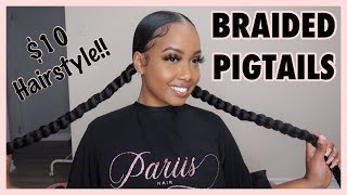 BRAIDED PONYTAIL  PIGTAILS USING BRAIDING HAIR [upl. by Ydollem]