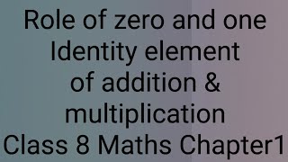 Role of zero and one  Identity element of addition amp multiplication Class 8 Maths Chapter 1 [upl. by Mendel93]