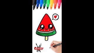 HOW TO DRAW A MELON POPCICLE KAWAII  HOE TEKEN JE EEN MELOEN IJSJE LEREN TEKENEN [upl. by Akenat]