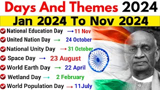 Days and Themes 2024 Current Affairs  Jan to Nov 2024  Important Days and Themes 2024  GK Trick [upl. by Aspasia]