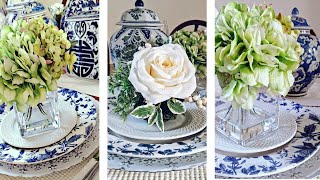 Blue White amp Green Chinoiserie ChicTablescape  Decorating Ideas 2021  Contemporary Ceramic Jars [upl. by Siletotsira903]