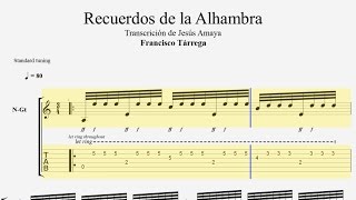 Recuerdos de la Alhambra Tab Tárrega por Jesús Amaya [upl. by Yekcaj]