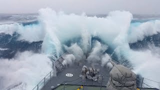 WARSHIP Hit By Monster Wave Near Antarctica 4K [upl. by Anilag939]