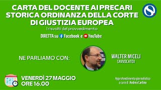 Carta docente Bonus 500 euro anche ai precari Speciale con Walter Miceli [upl. by Ardnos]