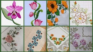 Floral cross stitch❤️ amazing Hand embroidery thick cotton  Beautifull Hand cross stitch [upl. by Arahsak]